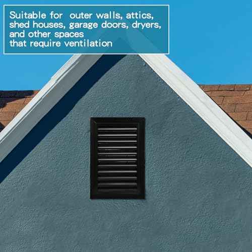 Gisafai 2 Pcs 12" x 18" Gable Vent Aluminum Alloy Wall Vents Shed Attic Vent with Screen Return Air Grill with Screws, for Ventilation Exterior Doors Wall House (Black)