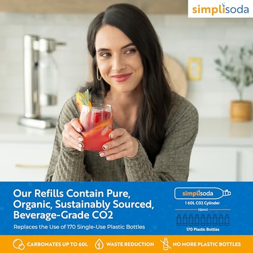 Simpli Soda 60L CO2 Canister — Screw-In Blue (14.5 oz) for Soda Makers