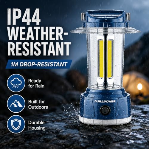 Durapower AM20-1363 Rechargeable LED Camping Lantern 2000 Lumen, 5 Modes, IP44 Waterproof, Power Bank