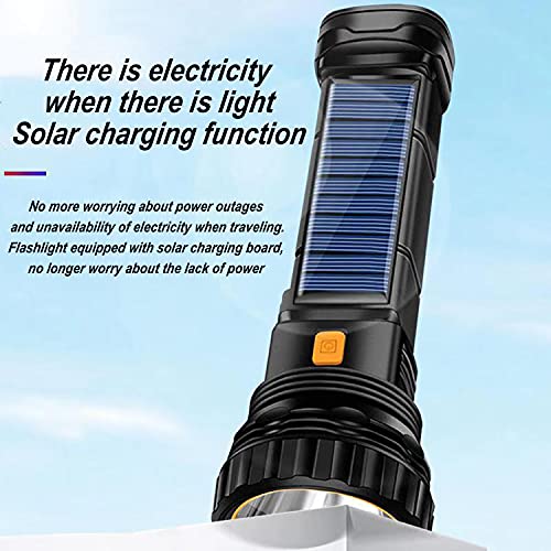 E-SHIDAI Solar Rechargeable Flashlight - Black, 1 Pack Camping & Emergency Light
