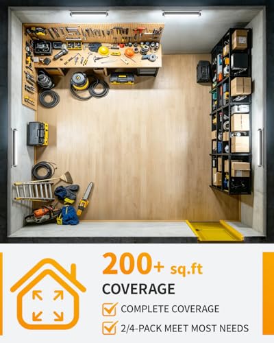 YAYIT 40W LED Shop Lights 5400LM 6000K Daylight, 2 Pack, Plug-in Garage Light with Adjustable Bracket