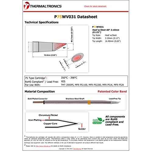 Thermaltronics P75WV031 Hoof w/Dent 60deg 3.10mm (0.122in)