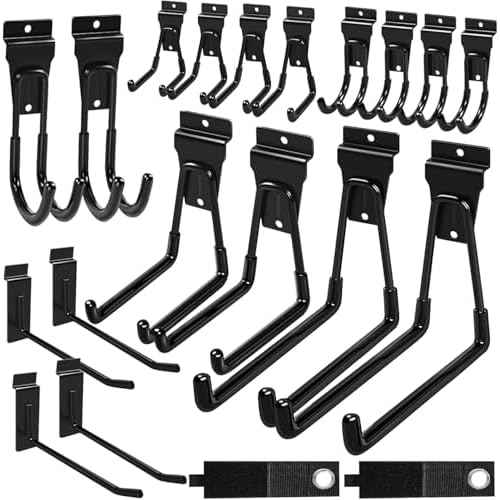 Slatwall Hooks Black 20Pack Firmly and Durable Slatwall Accessories,Perfect for Organizing Garden Tools and Heavy Duty Tools and Garage Hooks Organize Your Space Efficiently