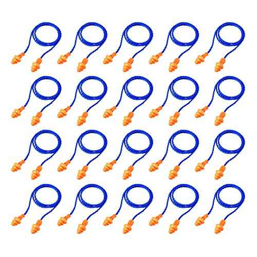 20 Pairs Corded Ear Plugs Reusable Silicone Earplugs with String Banded Ear Plug for Sleeping Noise Cancelling Noise Reduction Hearing Protection(Blue-Orange)