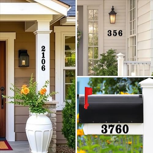 ShowMtheM 4'' Black House Numbers for Outdoor Modern Address Sign - Matte Finish
