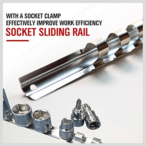 SEDY 3-Piece Socket Organizer Rail Set for 1/4, 3/8 & 1/2-Inch Sockets