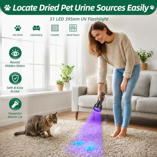 ESCO LITE 51 LED UV Black Light for Pet Urine Detection & Stain Inspection
