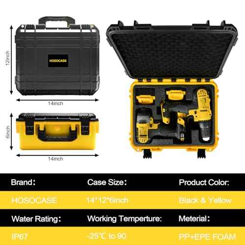 Impact Drill Driver Case for Dewalt: Waterproof Tool Box for 20V MAX XR Brushless Drill & Impact Driver Combo, Tool Bag for Cordless Drills | Impact drivers | Battery | Charger (Case Only)