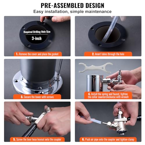 VEVOR Dual Tap Kegerator Tower Kit for Home Use – Stainless Steel beer faucet