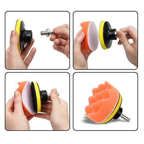 CANOPUS Buffing Pads, Polishing Pad Kit, Buffer for Car Detailing, Polishing Wheel for Drill, Car Polishers and Buffers Kit for Sanding, Polishing, Waxing & Sealing Glaze, 3 inch, 11 Pieces