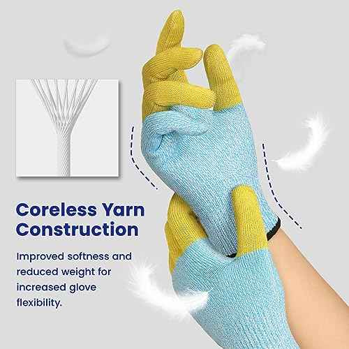 Schwer SlicePro Patented Cut Resistant Gloves AR1345 with ANSI A9 Reinforced 4 Fingers, Food Grade & Touch Screen Cutting Gloves Without Fiberglass, Suit for Kitchen Meat Cutting, L