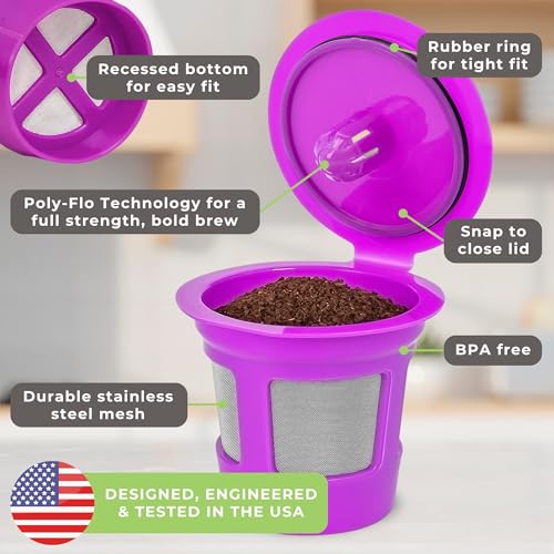 Perfect Pod Café Save Reusable Coffee Pod Filter Cups 4-Pack, Eco-Friendly & Compatible with Keurig