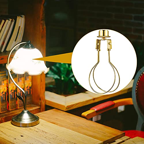 Honoson Golden Bulb Lamp Shade Clip Adapter with Finial - Set of 2