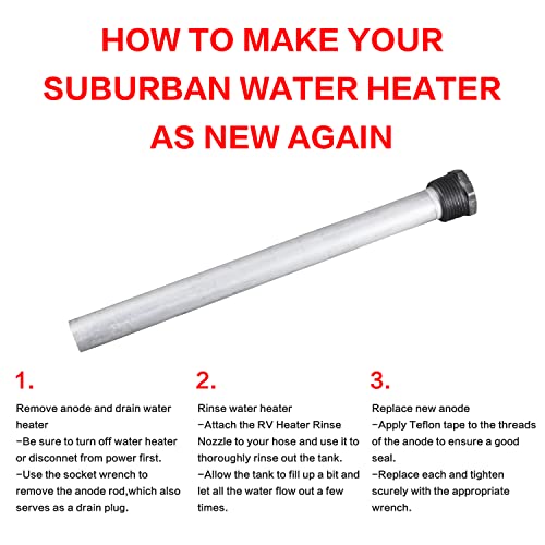 RV Anode Rod 2 Pack Aluminum Zinc Sacrificial Water Heater Anodes for Rust & Smell Prevention