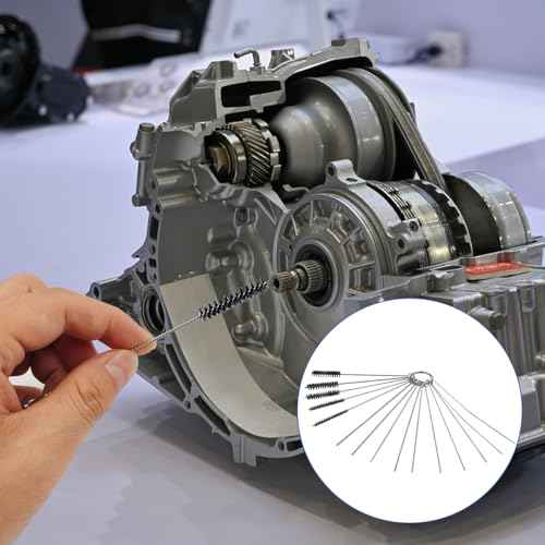 6 Pieces Brass Bore Brush in Different Sizes + 15 Pcs Cleaning Needles Nylon Brushes Tools, Twisted Wire Brush with Handle 1/4 Inch Hex Shank Attachment Drill Set for Tubes Ports Bearings