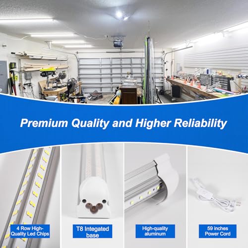 XLNYUUI 4FT 2-Pack LED Shop Lights 50W Daylight 7000LM Garage Warehouse Workbench