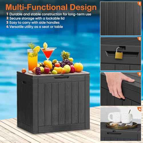 Sweetcrispy Deck Box with 31 Gallon Capacity, Weatherproof Resin Lockable Outdoor Storage for Secure Package Deliveries and Indoor Storage in Garden or Patio, Backyard