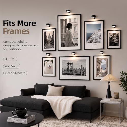 EZVALO Black Rechargeable Picture Lights 3 Pack with Remote & RGB for Wall Art
