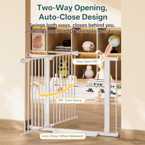 InnoTruth White Baby Gate 29.6-39.1 inches Wide, 28-inch Height, Double Lock