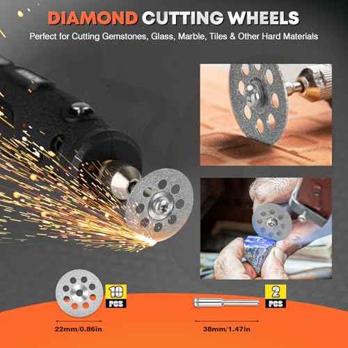 DIYSELF 54pcs Rotary Tool Cutting Discs Set, HSS Circular Saw Blades, 545 Diamond Cutting Wheels, Resin Cutting Discs, Sanding Discs, Rotary tool accessories for Cutting Wood Plastic Stone Glass Metal