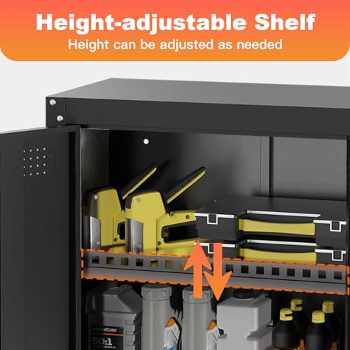 30W Kelueo 30" Metal Garage Wall Cabinet with Lock, Adjustable Shelf, Anti-Fall Rails