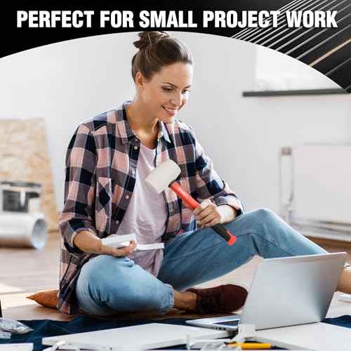 ValueMax 16oz Rubber Mallet Hammer, Fiberglass Handle, Solid Head, Rubber Mallet for Flooring, Tent Stakes, Woodworking, Camping, Soft Blow Tasks without Damage, White