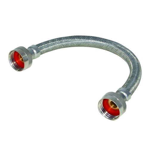 Eastman Steam Dryer Adapter Hose, 3/4 Inch F.I.P x 3/4 Inch F.I.P Connectors, 1 ft Braided Stainless Steel Hose, 41021