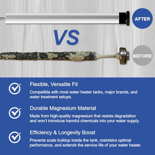 44-Inch Flexible Magnesium Anode Rod for Water Heaters with Socket & Tape