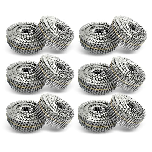 Waltyotur 3600 Count Stainless Steel Coil Nails 1-1/2 Inch x 0.09 Inch 15-Degree Ring Shank Collated Nails