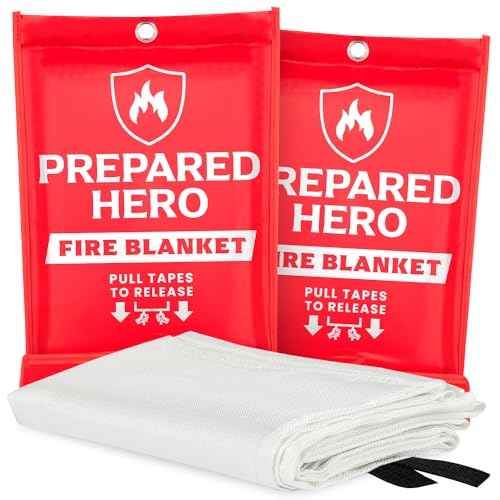 Prepared Hero Emergency Fire Blanket - 2 Pack - Fire Suppression for Kitchen, 40¡± x 40¡± Fiberglass Fire Blanket for Home