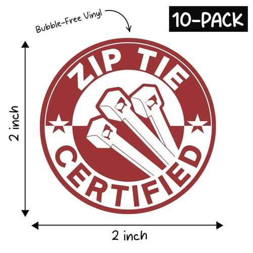 GRITKULTURE Zip Tie Certified Decal 10 Pack for Carpenter Technician Mechanic Electrician DIY Construction 2" Hard Hat Sticker Die-Cut Vinyl Sticker for Water Bottle Tumbler Laptop Cars