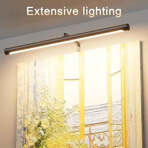 9W Picture Light Plug in, 24" Adjustable LED Art Light with Remote Control, Dimmable Wall Light for Picture Display Dartboard Art Work (Black)