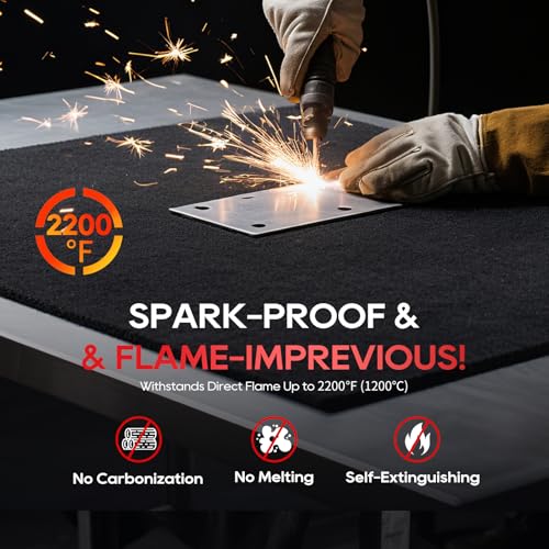 TOPDC Welding Blanket 40x40 Inch, High Temp Resistant Carbon Felt Pad, 5mm Thick Heat Shield Fabric Withstands 2200¢µ, UL94&MSDS Certified, Flexible&Cuttable for Welding Soldering Grill Firepit