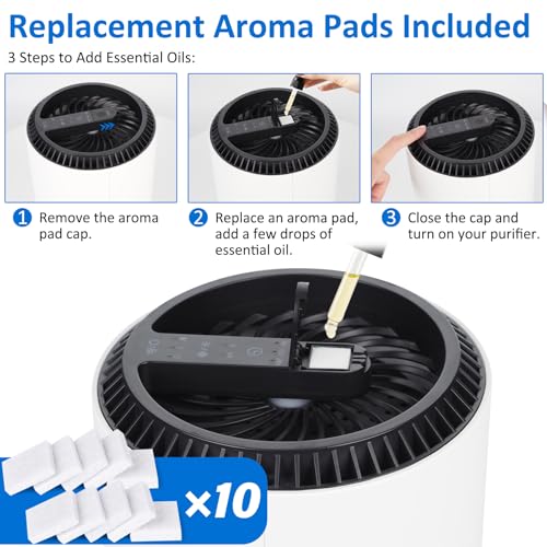 MK06 MK01 True HEPA Replacement Filter 3 Pack Compatible with AROEVE MK01 MK06A MK06A VOOPNU DH-JH12 DH-JH01 Tolife TZ-K1 FreAire KN6391