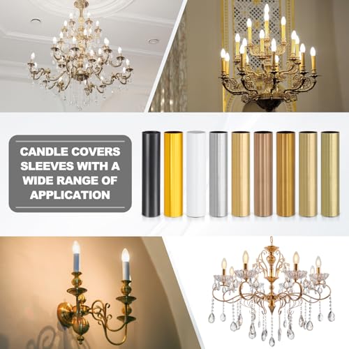 PATIKIL 4-Inch Black Candle Cover Sleeves Pack of 6 for E12 Chandeliers
