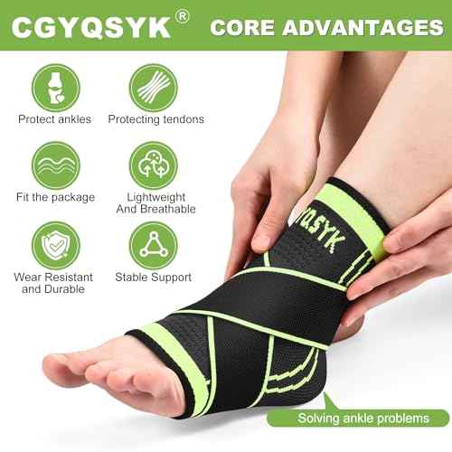Ankle Brace, Adjustable Compression Ankle Support Men & Women, Strong Ankle Brace Sports Protection, Stabilize Ligaments-Eases Swelling and Sprained Ankle£¨ Large, Green, 1