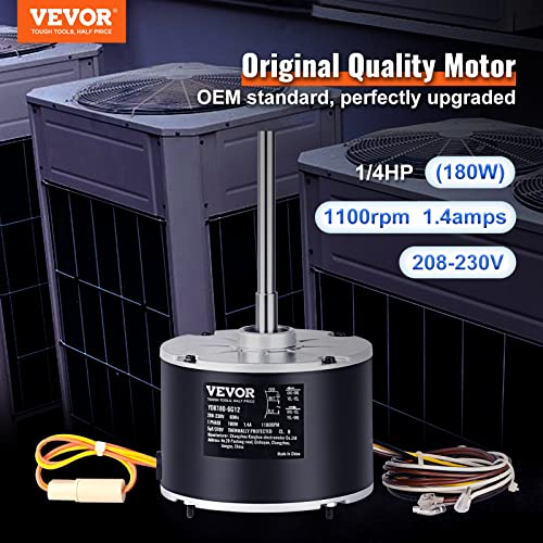 VEVOR OEM 1/4 HP Condenser Fan Motor 1100RPM for HVAC Replacement - Variation 48Y