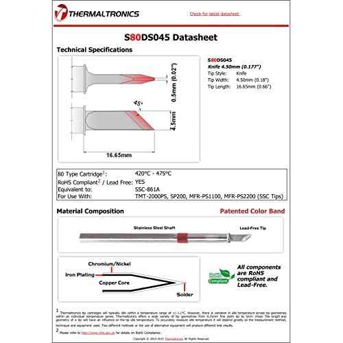 Thermaltronics S80DS045 Knife 4.50mm (0.177in) interchangeable for Metcal SSC-861A