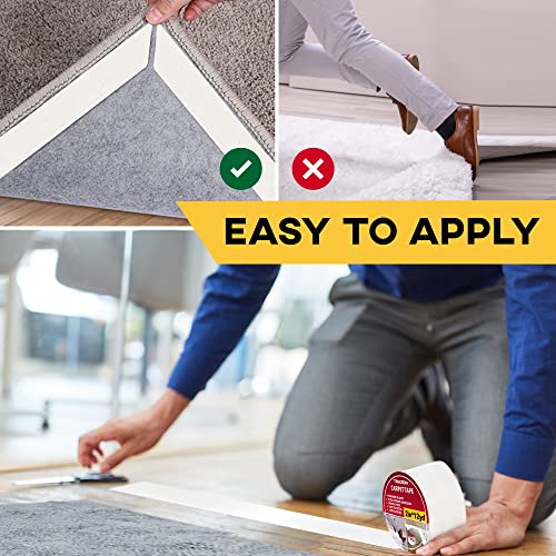 Trazon Double Sided Carpet Tape 2 Inch / 12 Yards Heavy Duty Rug Gripper for Hardwood Floors & Rugs