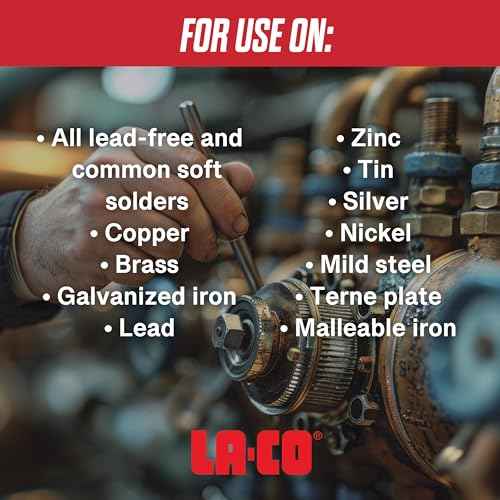 LA-CO 22194 -Water Soluble, All Weather Copper Flux Paste for Soldering, Brush in Cap, Developed for Plumbing, 4 oz, Made in USA