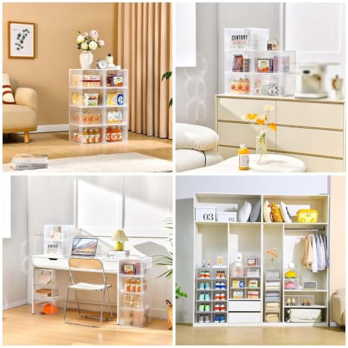 Freebat 6 Pack Clear Storage Bins with Lids - 19 Qt Stackable Closet Organizers