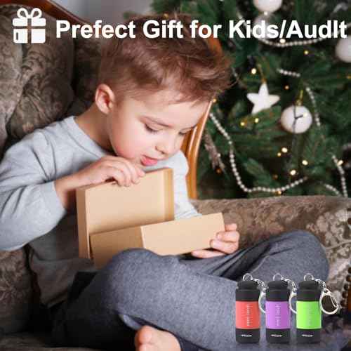 Mini Keychain Flashlights USB Rechargeable, Colorful Small LED Flashlight Torches for Kids/Adult Hiking Camping, Waterproof Pocket Flashlights for Backpack/Belt, (3Packs)