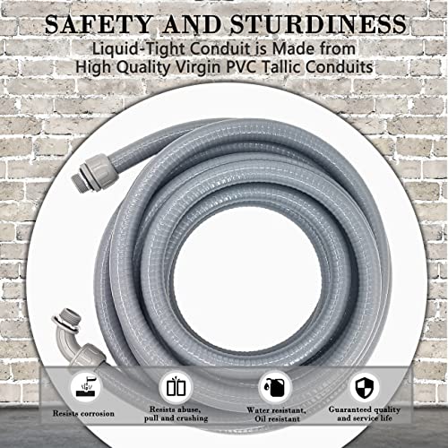 Wocloer 3/4 Inch 25ft Liquid Tight Flexible Electrical Conduit Kit with Connectors