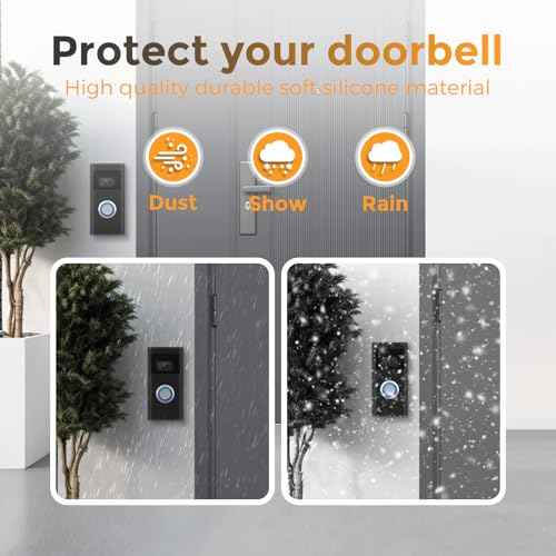 Silicone Skin Case Cover Compatible with Ring Video Doorbell (2nd Gen & Battery Doorbell Plus), Ring Doorbell Cover Durable, Weather, UV, Rain Resistant
