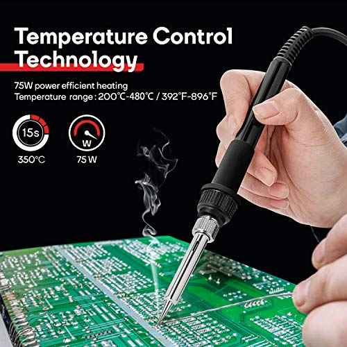 Eastvolt Digital Soldering Station with 10 Minute Sleep Function, Auto Cool Down, C/F Switch, Ergonomic Soldering Iron