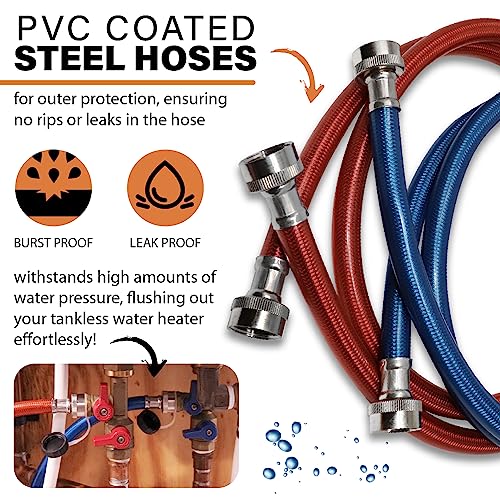 Chromex Tankless Water Heater Flush Kit with NSF Descaler & 1/6HP Pump - 1 Quart with Standard Hoses