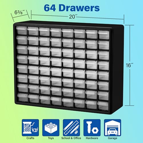 Akro-Mils 44-Drawer & 64-Drawer Storage Cabinets Bundle, 20W x 6D x 16H, Red