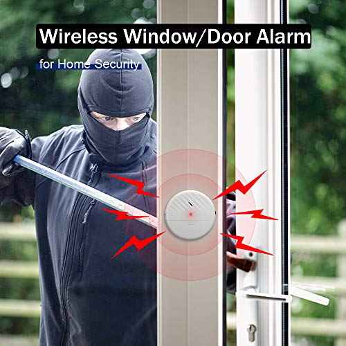 WSDCAM Glass Break Sensor Alarm 125dB Ultra-Slim Wireless Glass Break Detector Window Alarm Vibration Sensor for Home Window and Door Security - 4 Pack