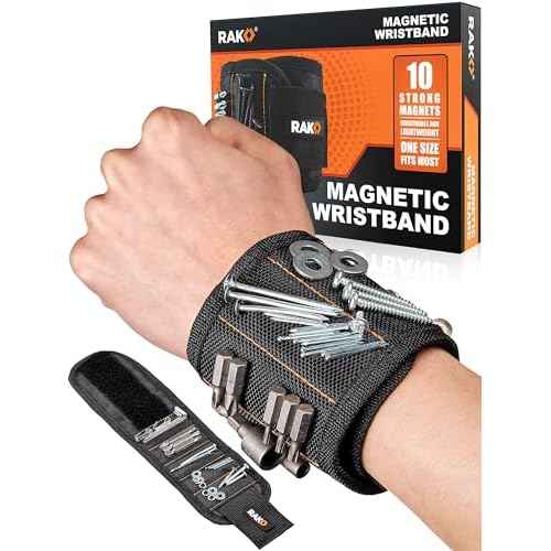 RAK Magnetic Wristband for Holding Screws, Nails, Drill Bits for Men - Premium Nylon with Lightweight Powerful Magnets, Magnetic Wristband for Tools, Gifts for Dad, Husband, Grandpa, Handyman