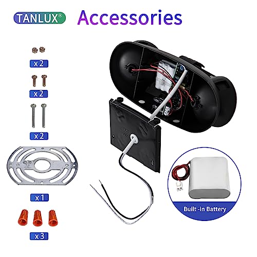 TANLUX LED Emergency Lights with Battery Backup, Two Head Adjustable Commercial Emergency Lights, UL Listed, AC 120/277V, Hardwired Emergency Exit Light Fixtures for Business - 2 Pack(Black)